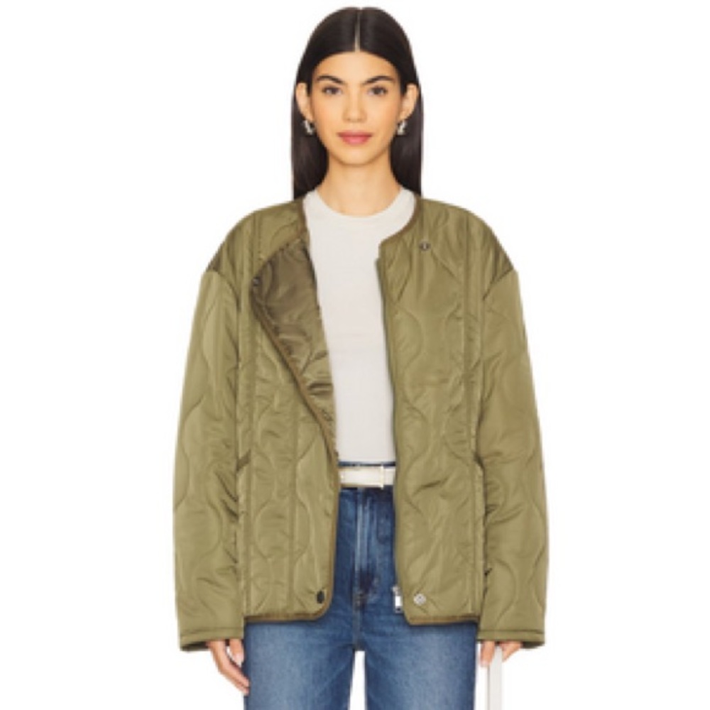 Pistola Oversized Olive Quilted Jacket